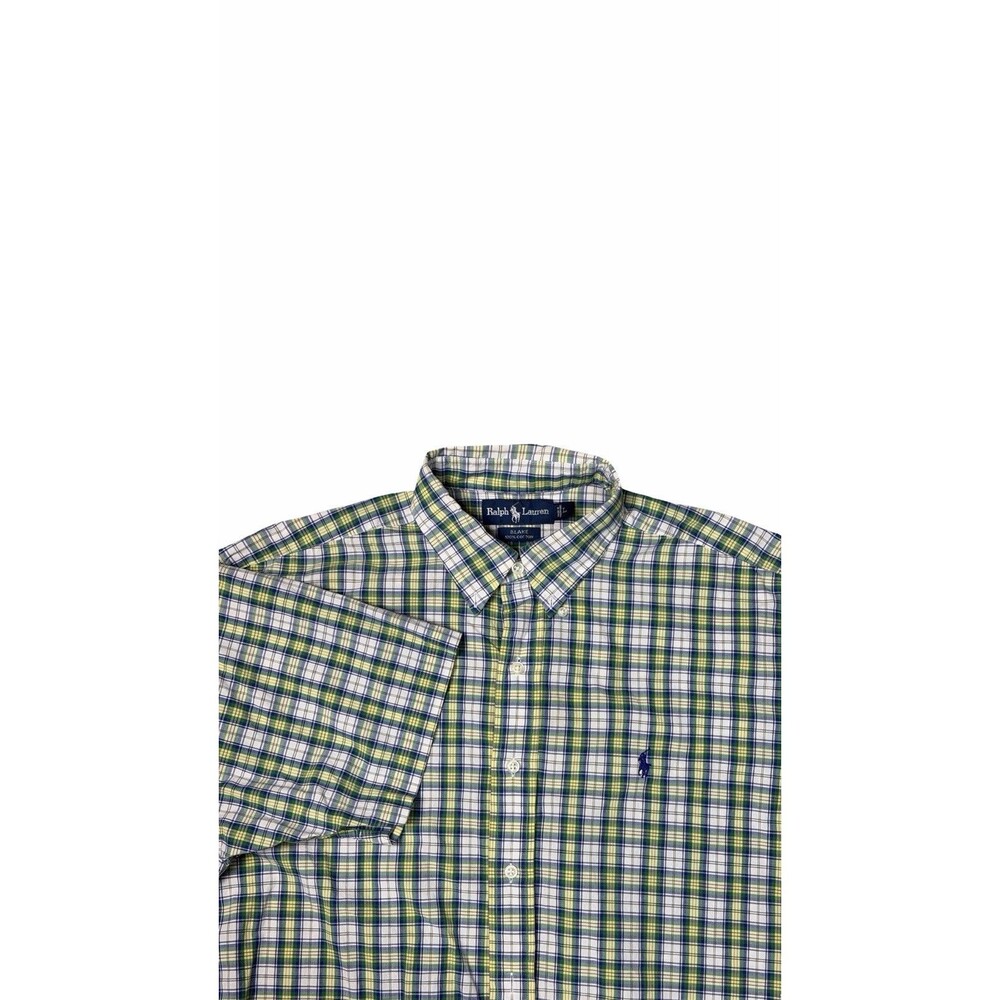 Ralph Lauren Blake Shirt  Short Sleeve Button Up Blue Plaid Men's Size Large